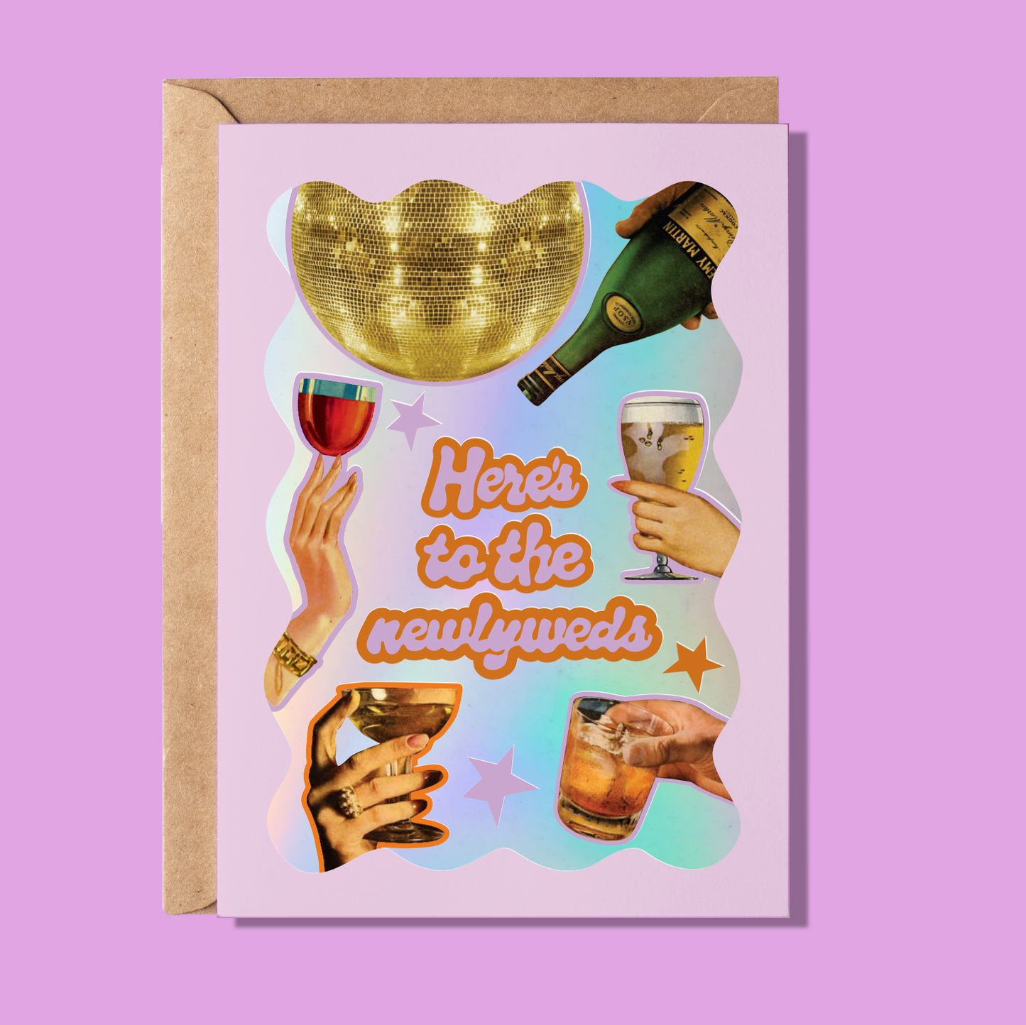 Here's To The Newlyweds Wedding Silver Foil Card