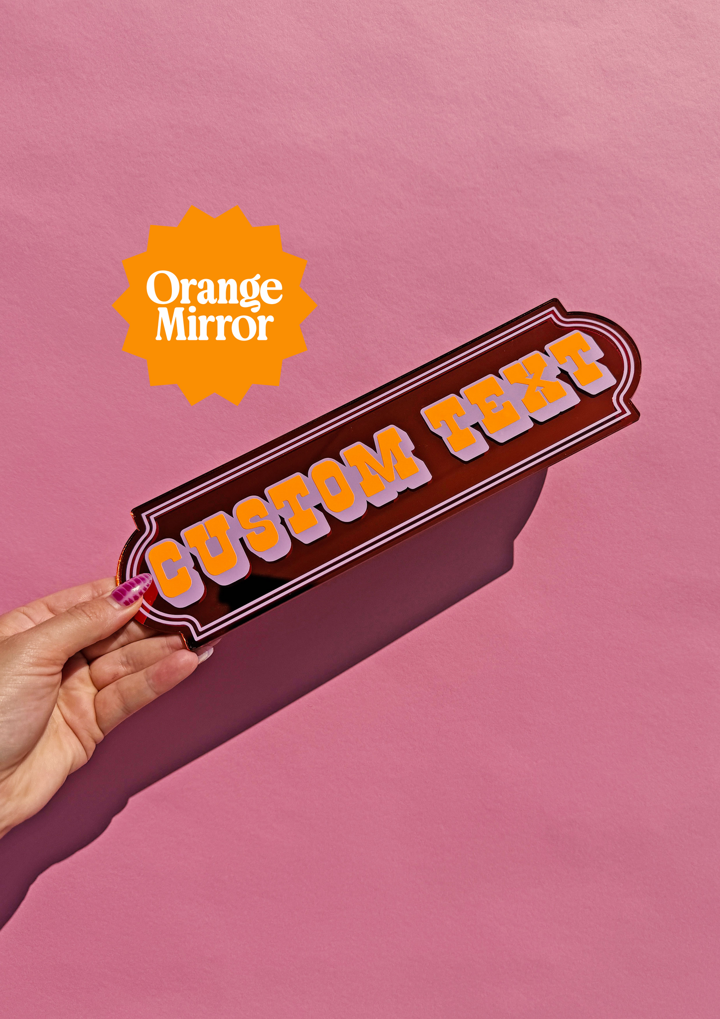 Neon Peach Custom Text Mirror Sign