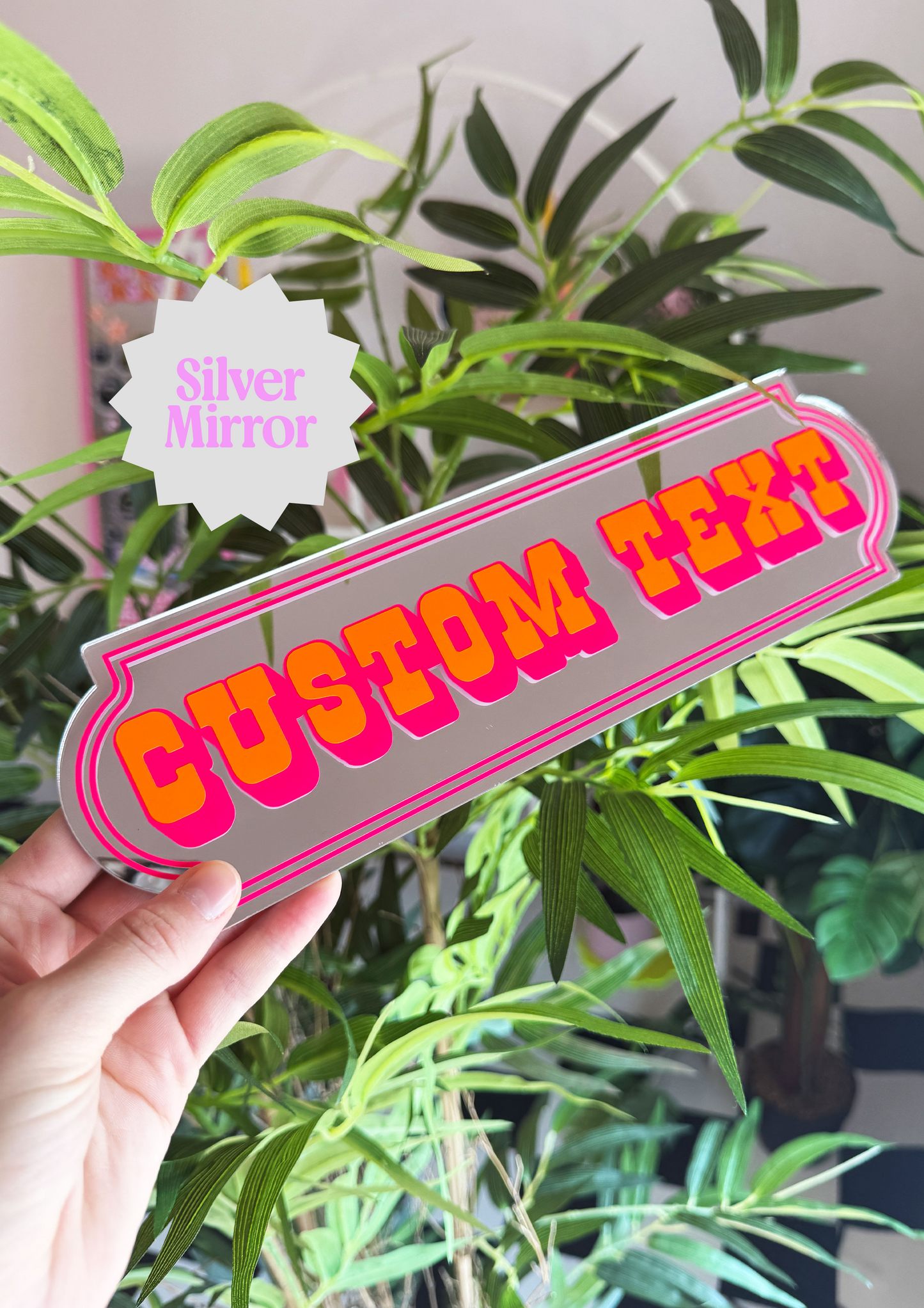 Neon Sunset Custom Text Mirror Sign