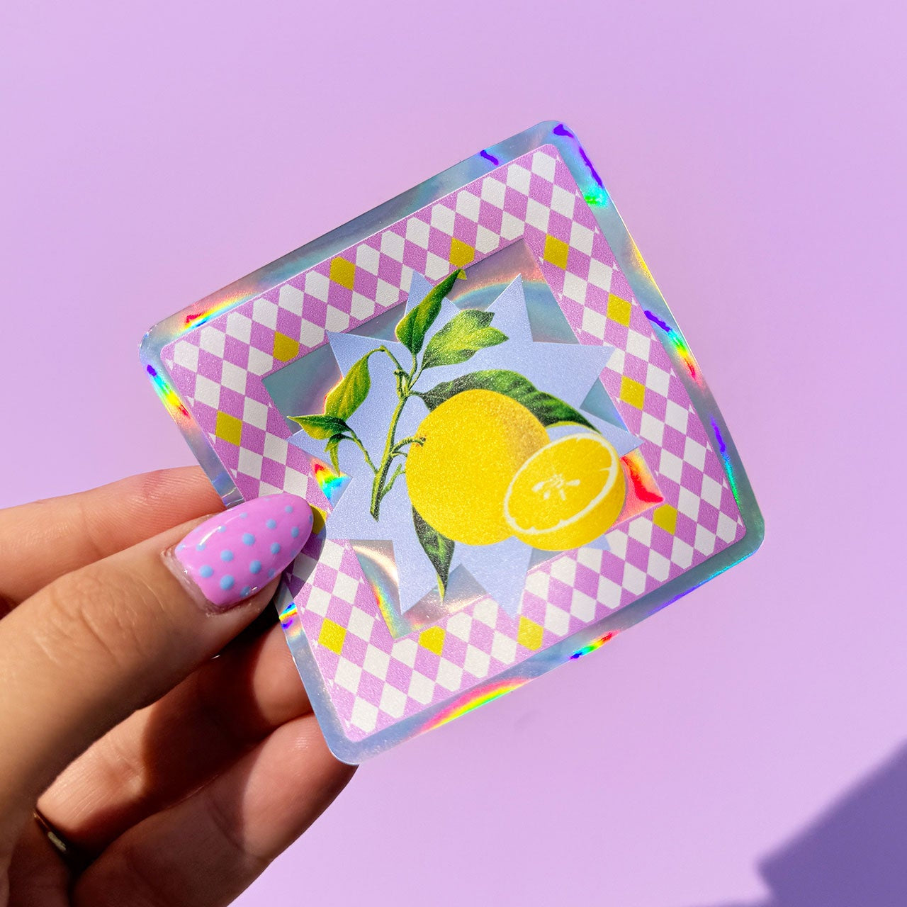 Lemon Tile Holographic Sticker