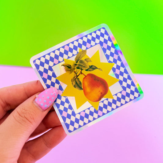 Peach Tile Holographic Sticker