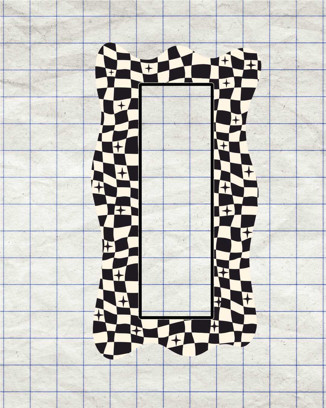 Photobooth Strip Sticker Frame -Black & Cream Checkerboard
