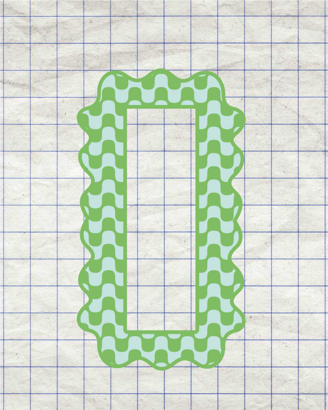 Photobooth Strip Sticker Frame -Blue & Green Wavy Checkerboard