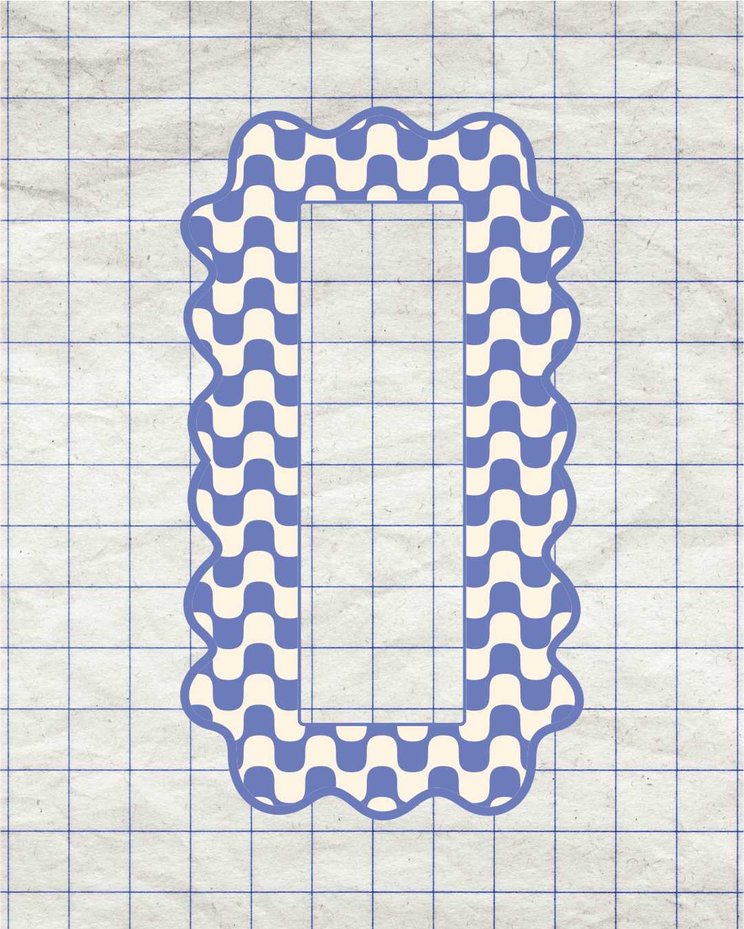 Photobooth Strip Sticker Frame - Blue & Cream Wavy - WS