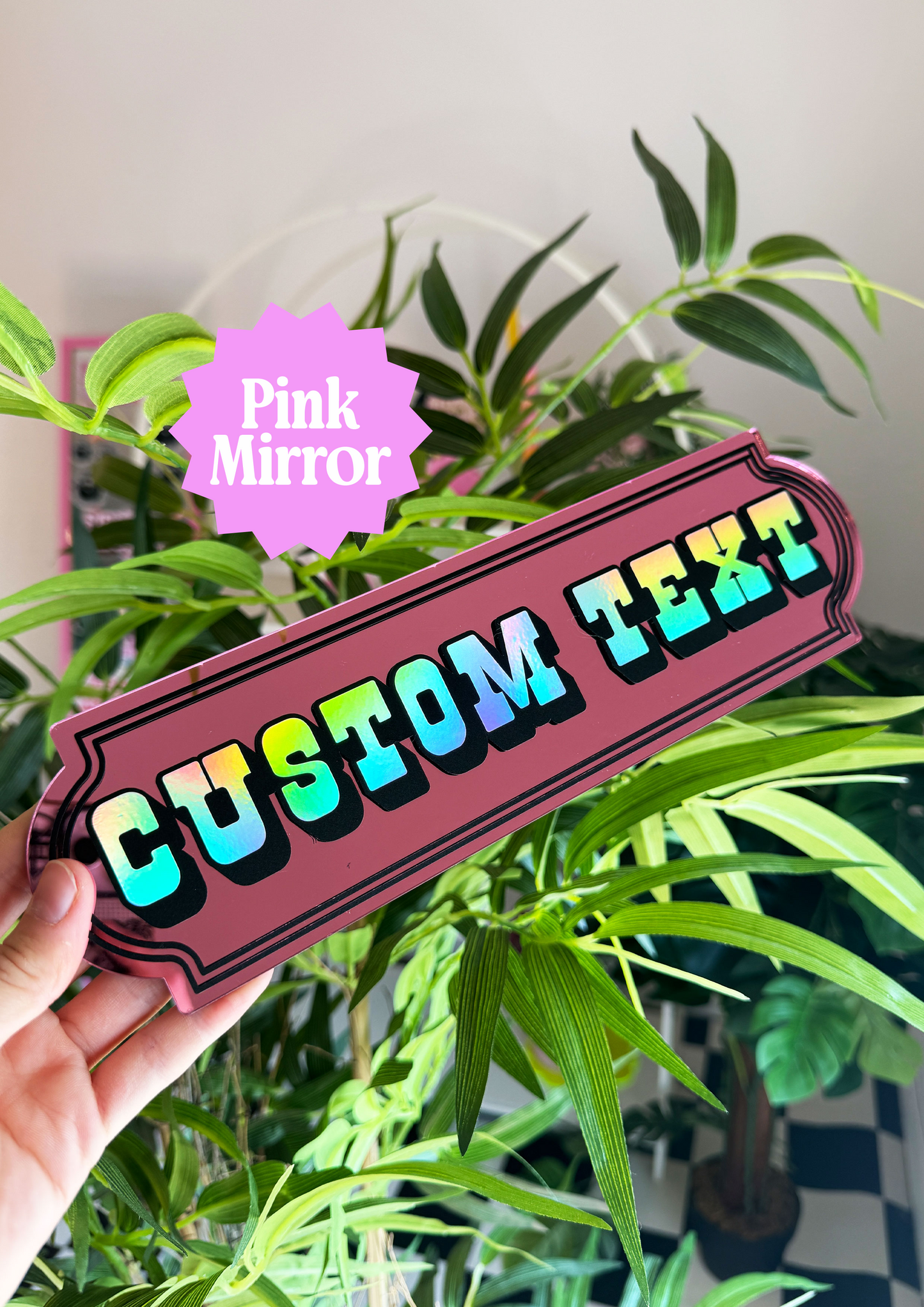 Midnight Holographic Custom Text Mirror Sign