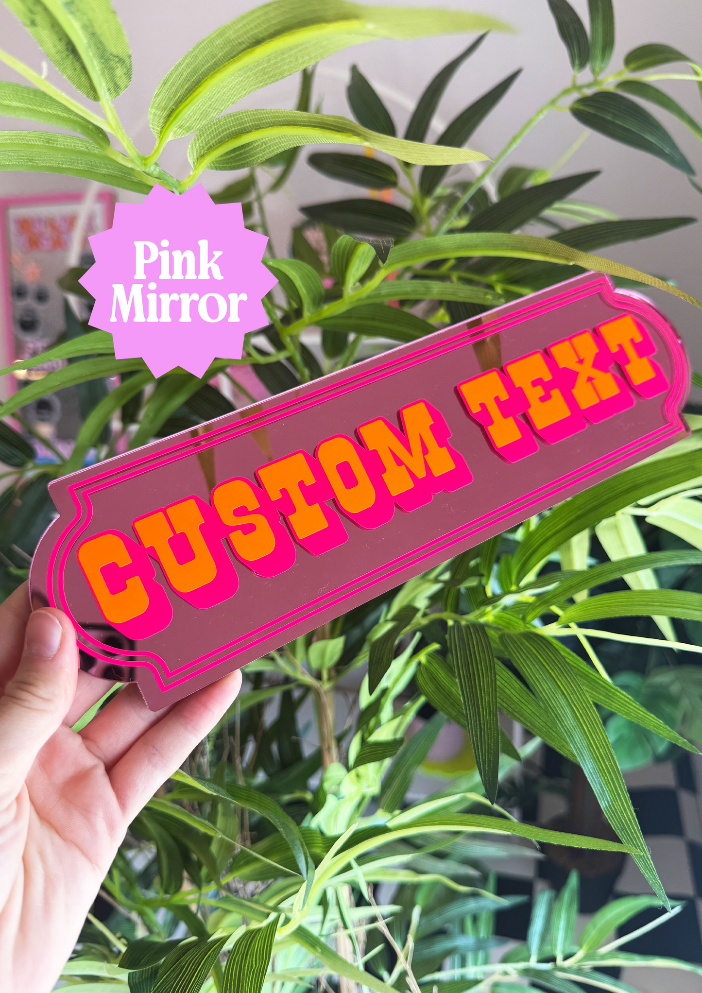Neon Sunset Custom Text Mirror Sign