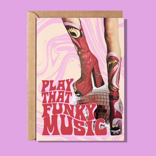 Play That Funky Music Disco Ball Greeting Card
