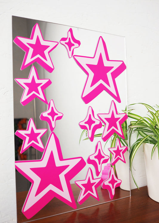 Pink & Hot Pink Retro Stars Vinyl Decal Pack