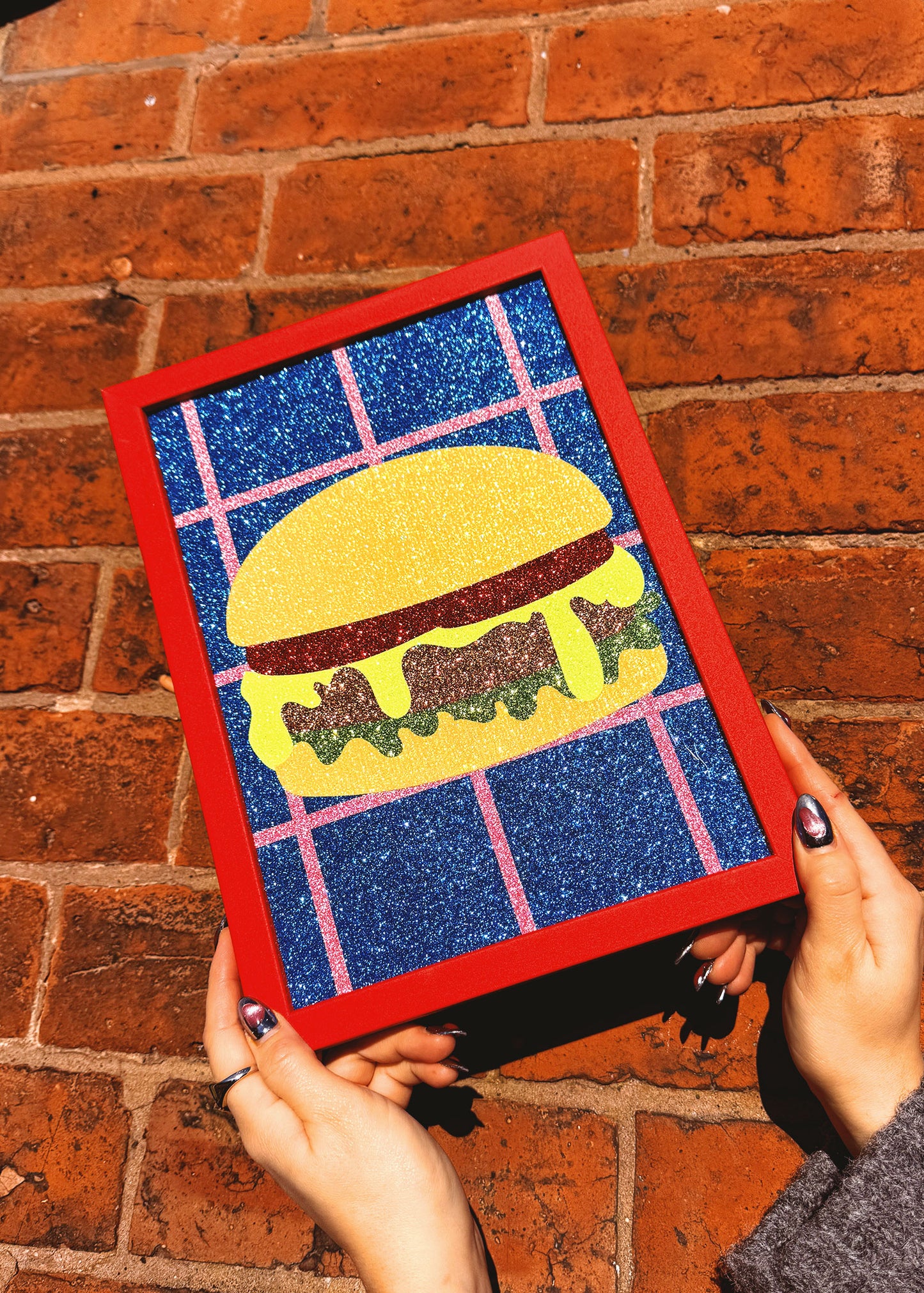 Burger Glitter Fabric Print