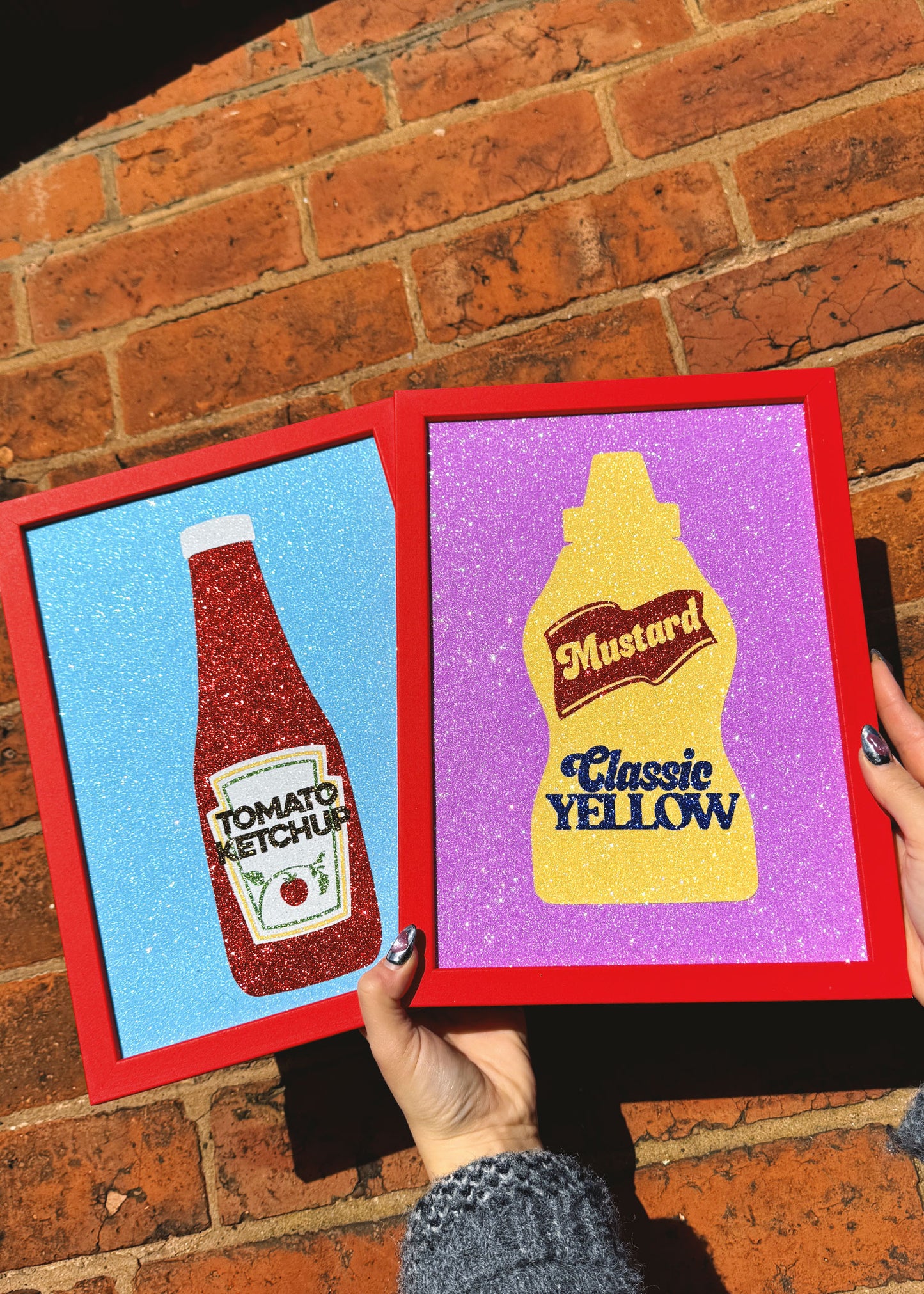 American Mustard Glitter Fabric Print