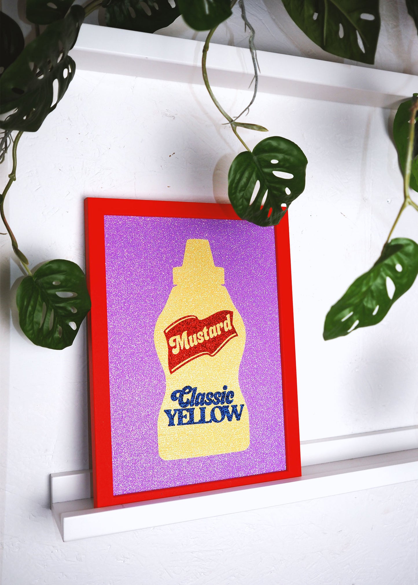 American Mustard Glitter Fabric Print