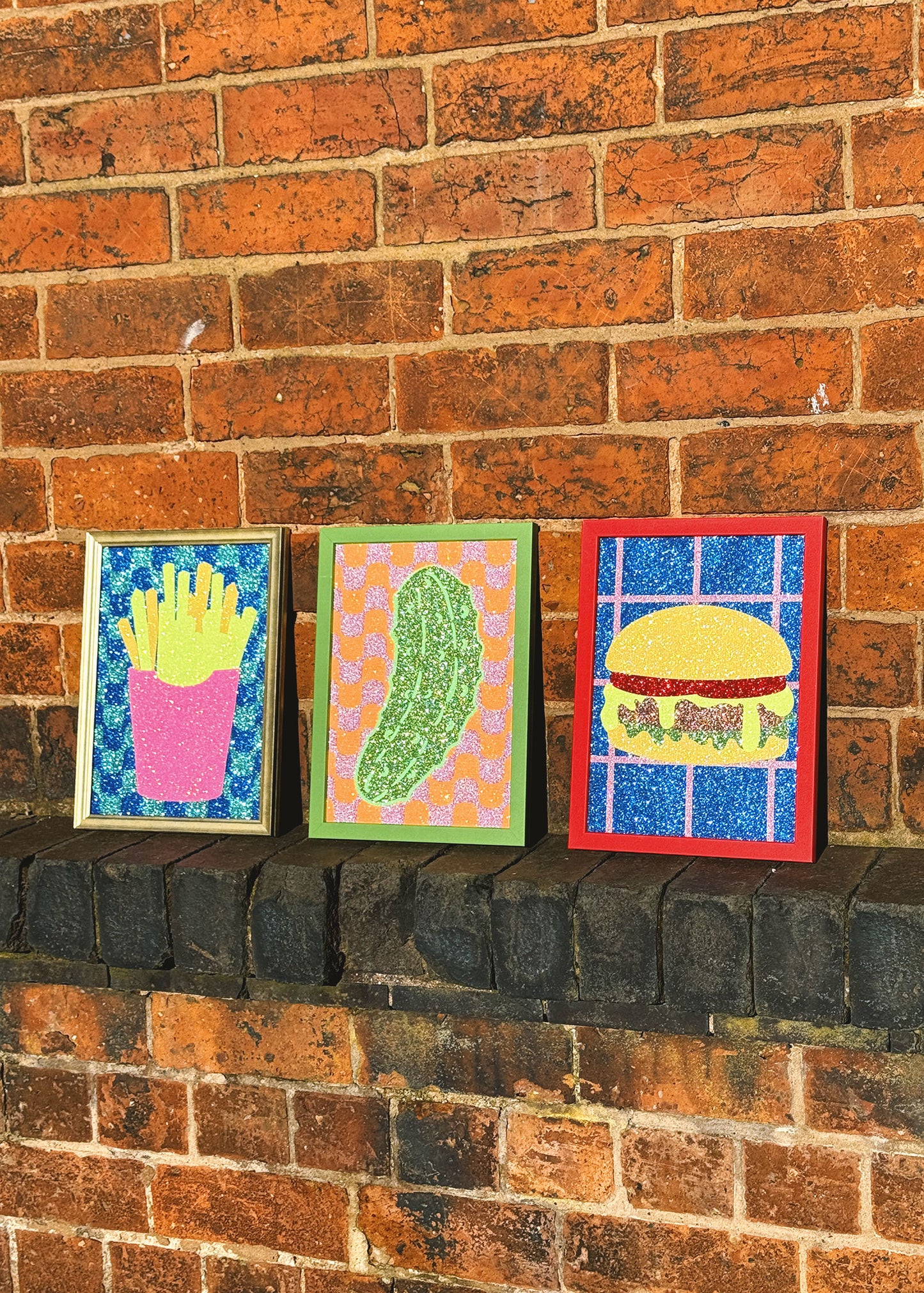 Burger Glitter Fabric Print