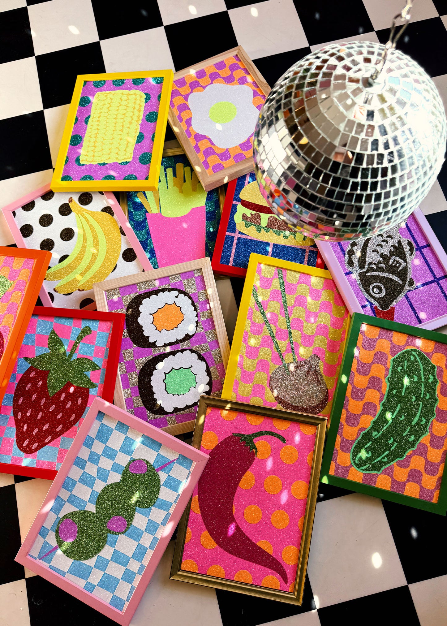 Gherkin Pickle Glitter Fabric Print