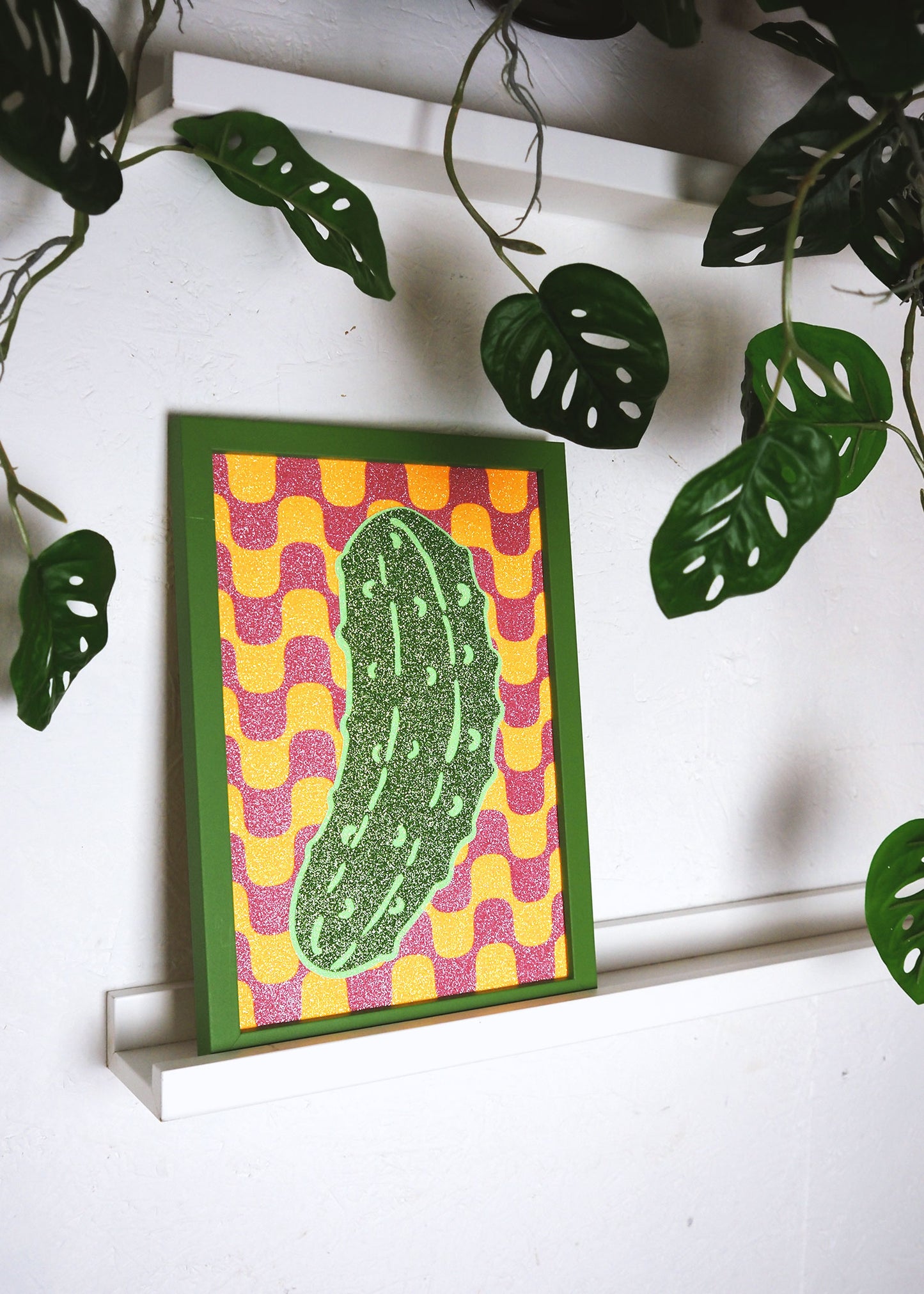 Gherkin Pickle Glitter Fabric Print