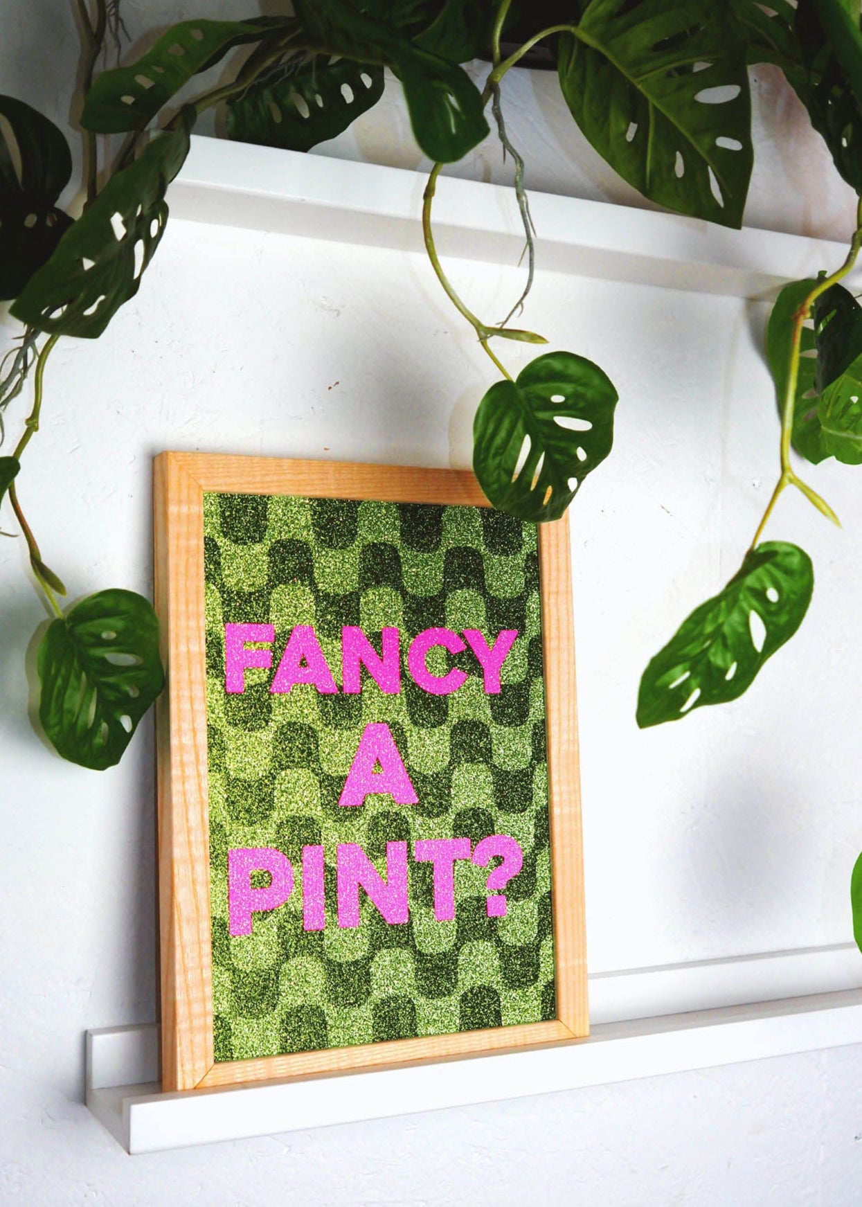 Fancy A Pint Glitter Fabric Print