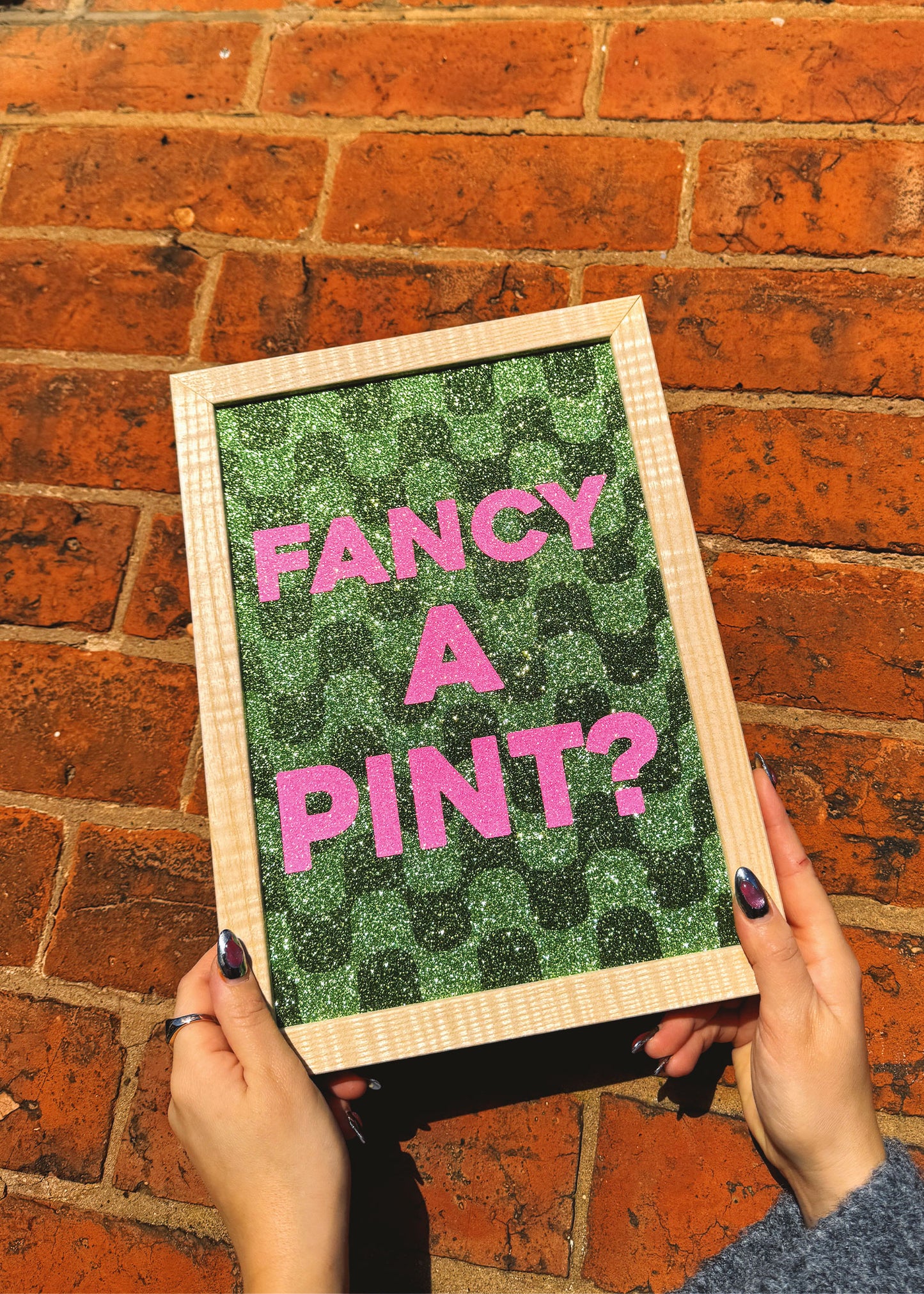 Fancy A Pint Glitter Fabric Print