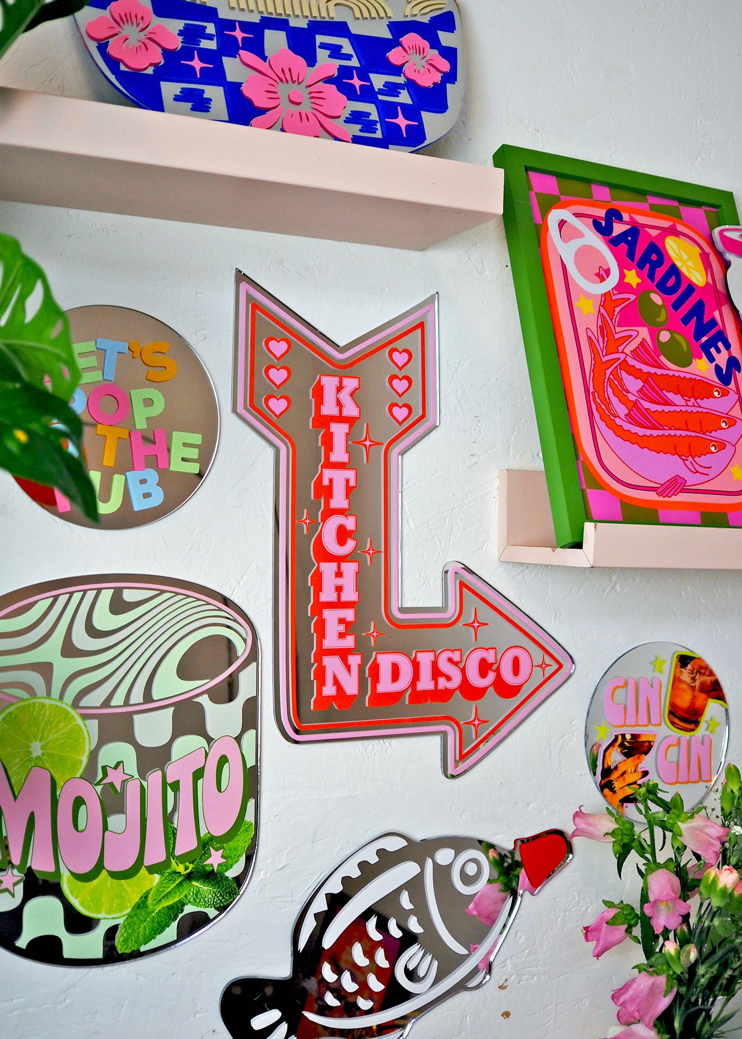 Retro Kitchen Disco Arrow Mirror