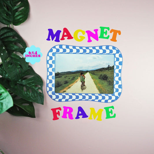 Blue Wavy Blob 6x4 Photo Print Magnetic Frame  - WS