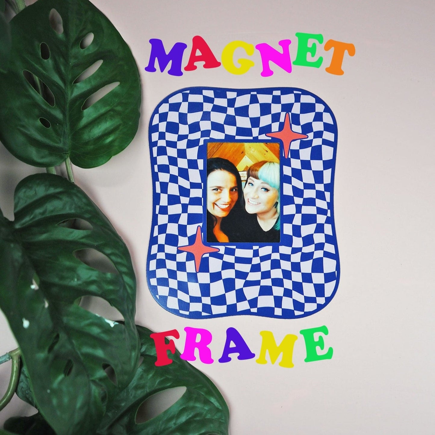 Square Blob Checkerboard Magnet Frame - Blue - WS
