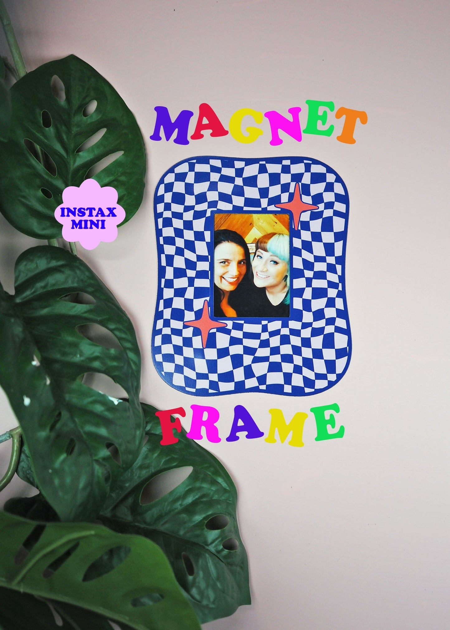 Square Blob Checkerboard Magnet Frame - Blue - WS
