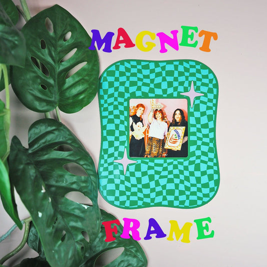 Square Blob Checkerboard Magnet Frame - Green & Blue