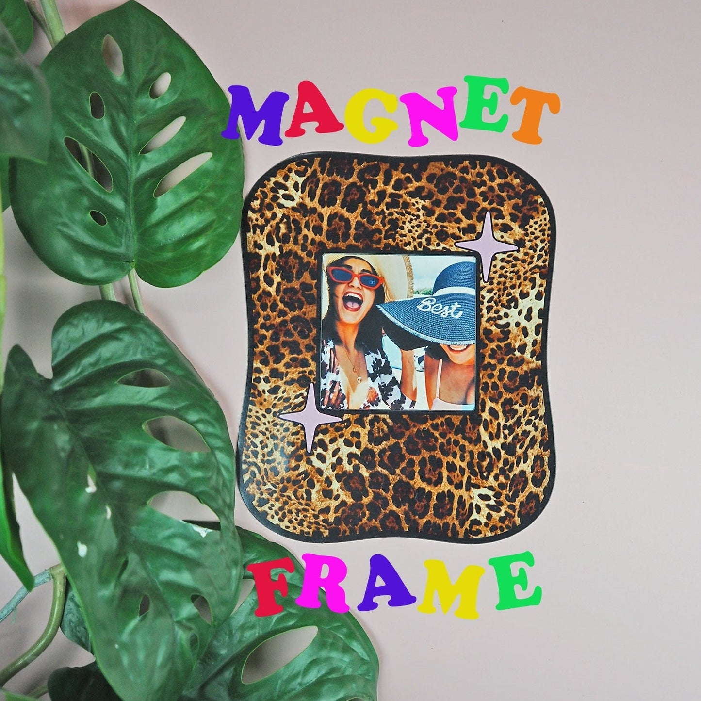 Square Blob Magnet Frame - Leopard Print  - WS