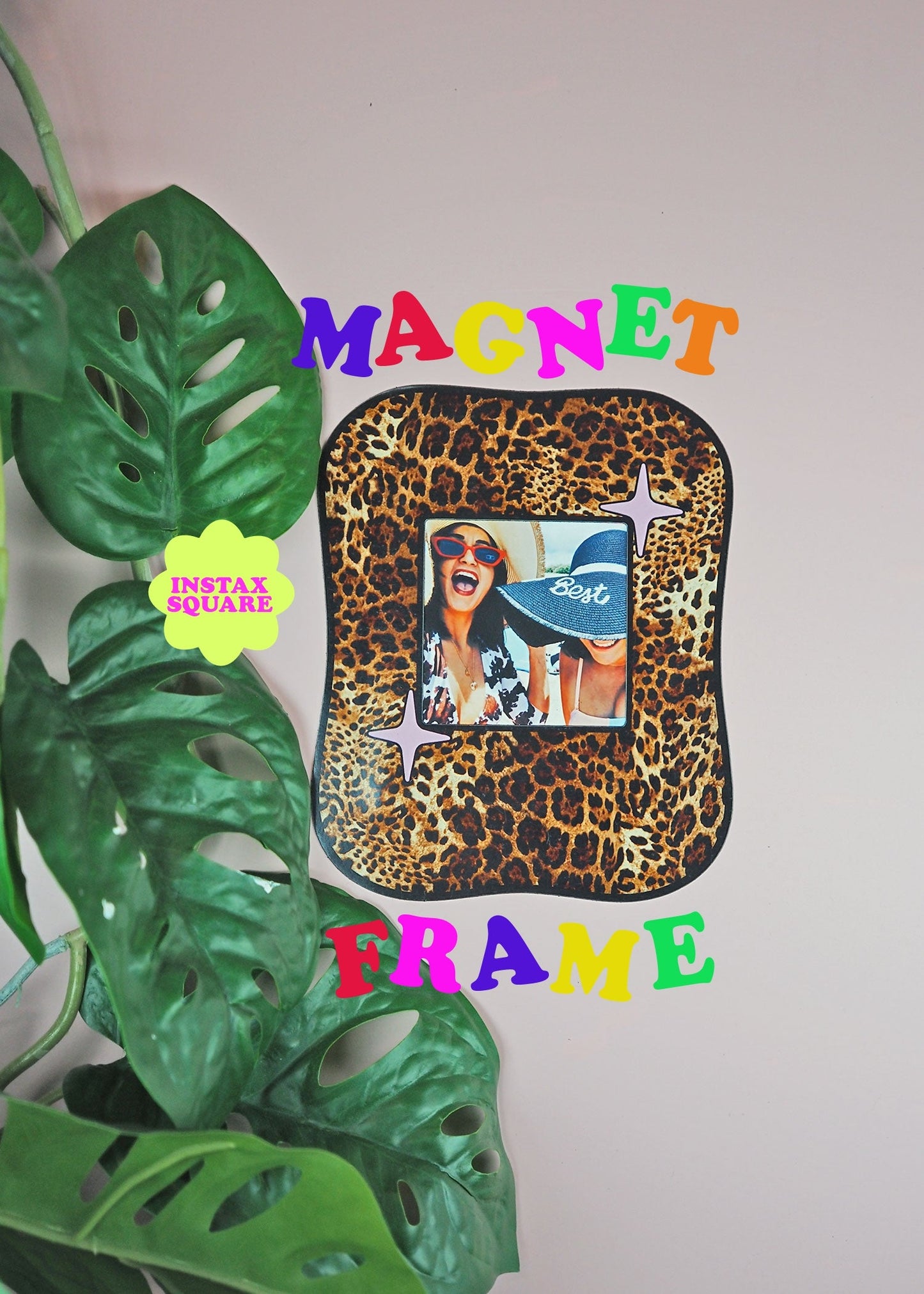 Square Blob Magnet Frame - Leopard Print  - WS