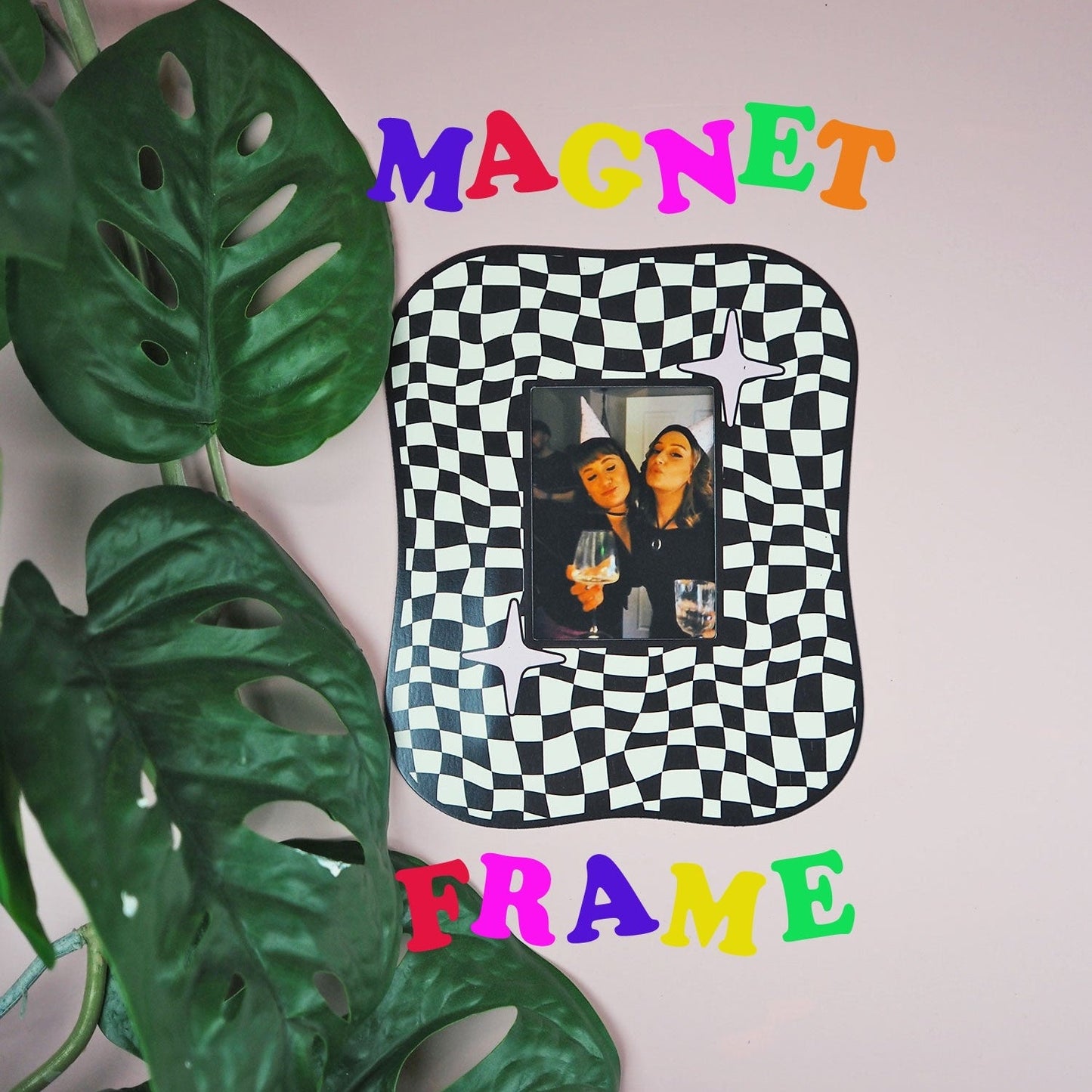 Square Blob Checkerboard Magnet Frame - Monochrome  - WS