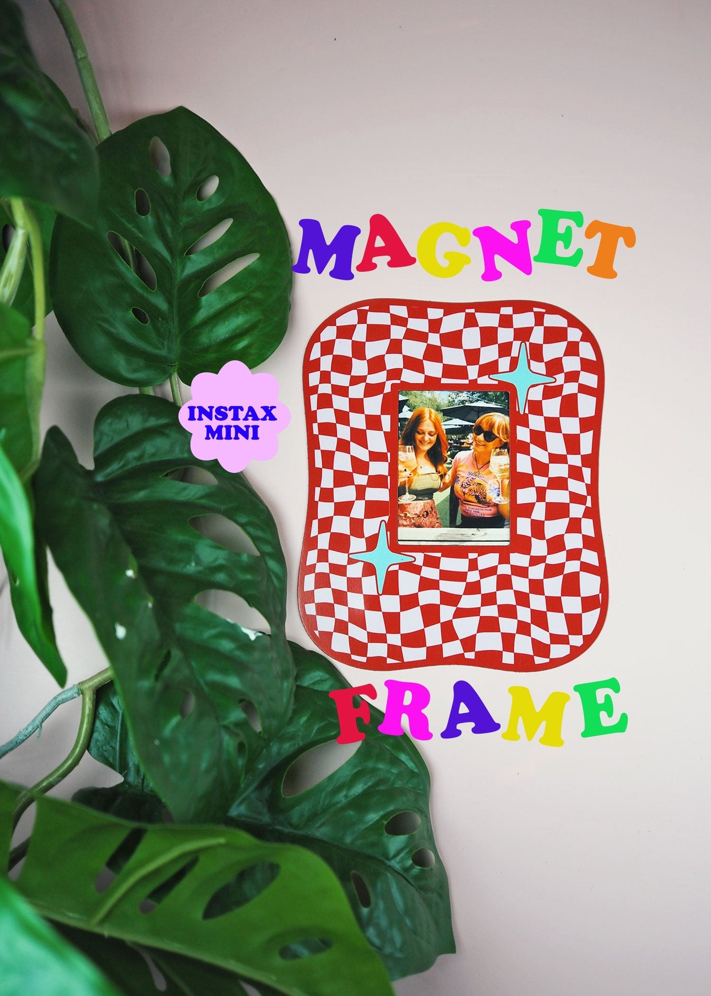 Square Blob Checkerboard Magnet Frame - Burgandy  - WS