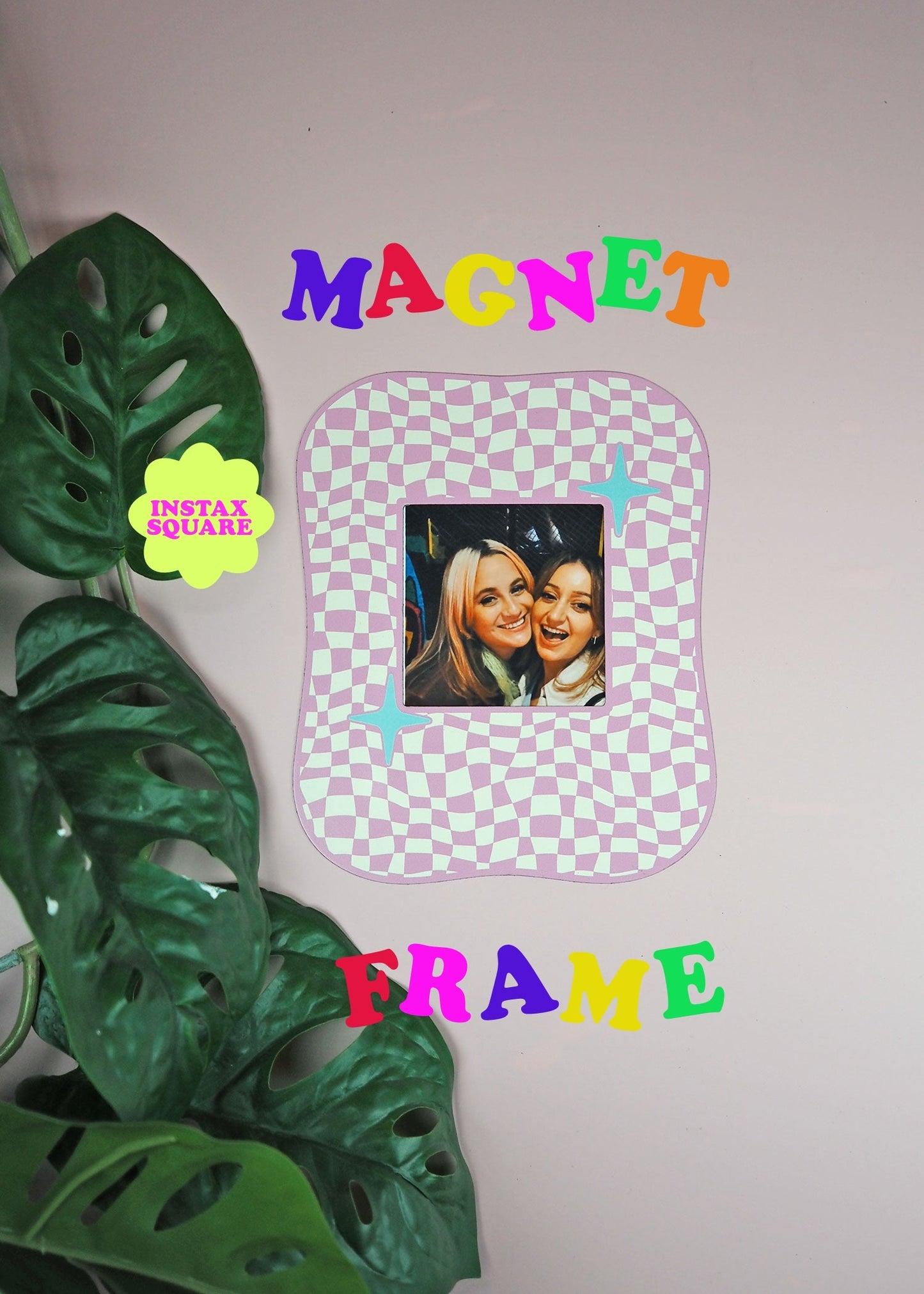 Square Blob Checkerboard Magnet Frame - Pink  - WS
