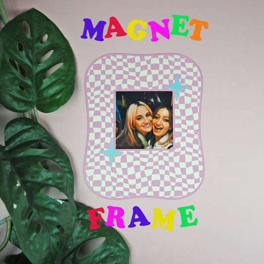 Square Blob Checkerboard Magnet Frame - Pink