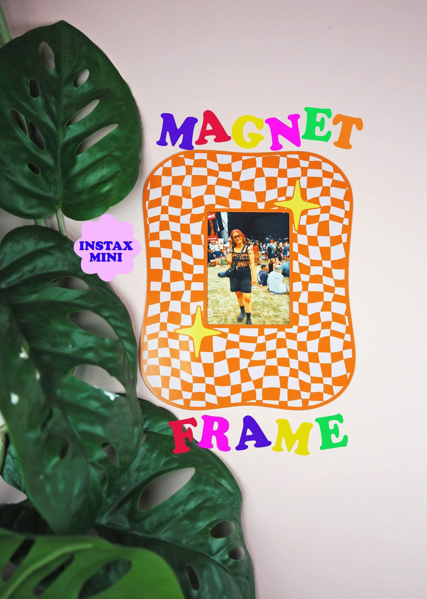 Square Blob Checkerboard Magnet Frame - Orange  - WS