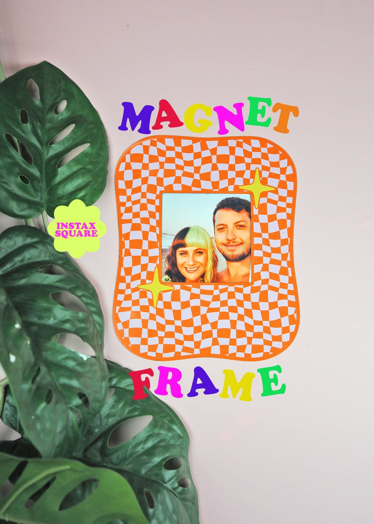 Square Blob Checkerboard Magnet Frame - Orange  - WS