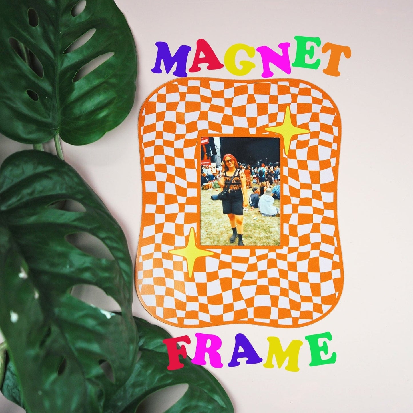 Square Blob Checkerboard Magnet Frame - Orange  - WS