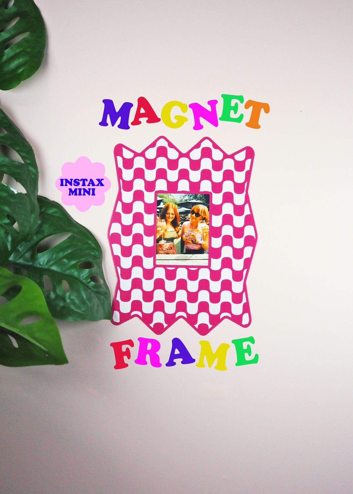 Zig Zag Wavy Print Magnet Frame - Pink  - WS