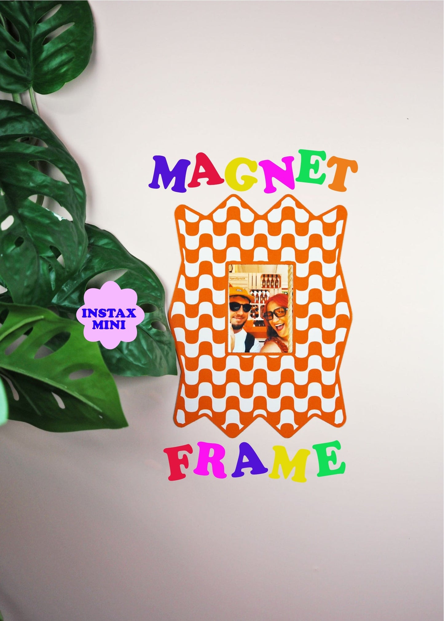Zig Zag Wavy Print Magnet Frame - Orange  - WS
