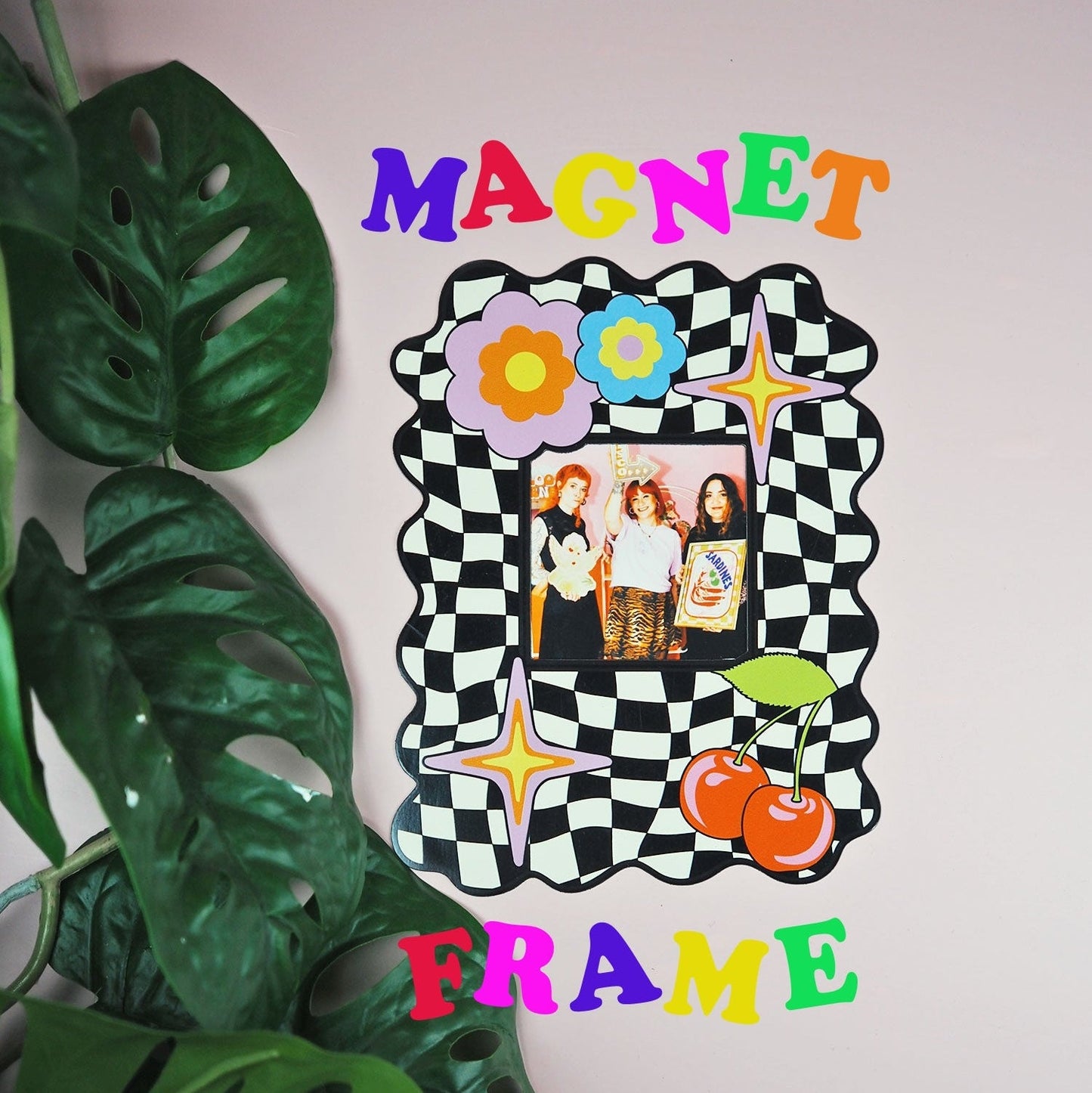 Checkerboard & Cherries Print Magnet Frame  - WS