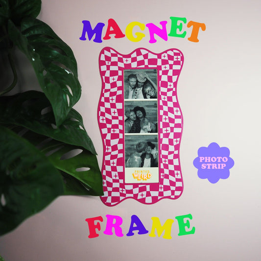 Photo Booth Strip Magnetic Frame - Pink Checkerboard