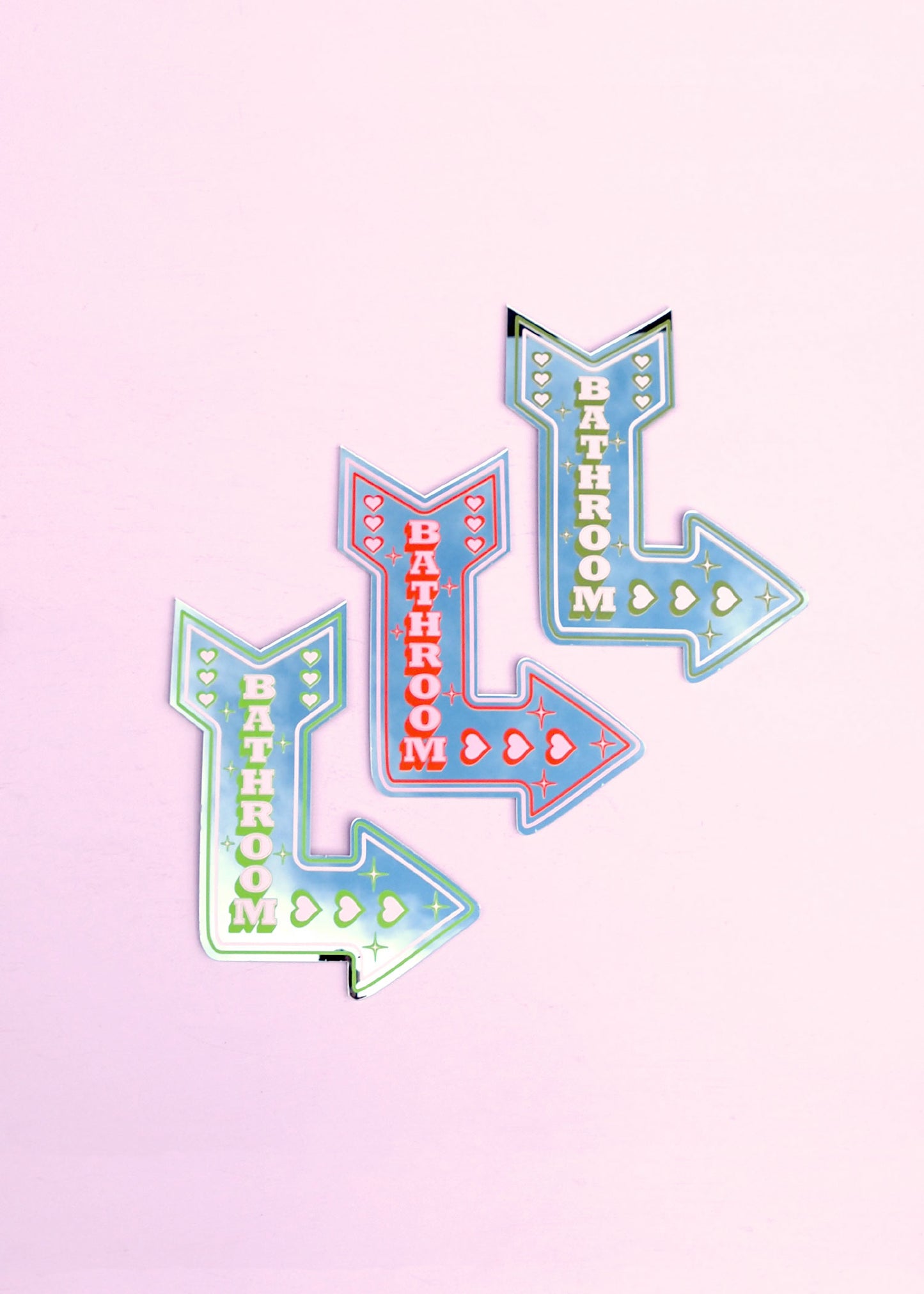 Retro Bathroom Arrow Mirror - Pink & Red
