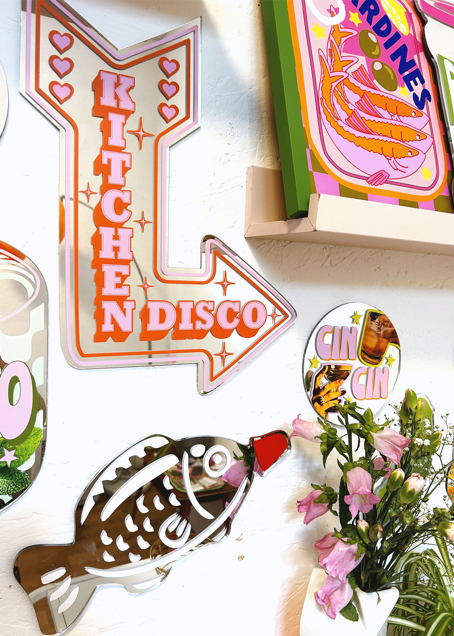 Retro Kitchen Disco Arrow Mirror