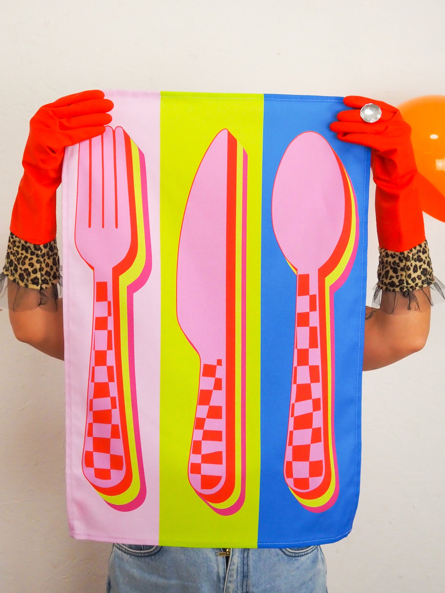 Neon Cutlery Tea Towel