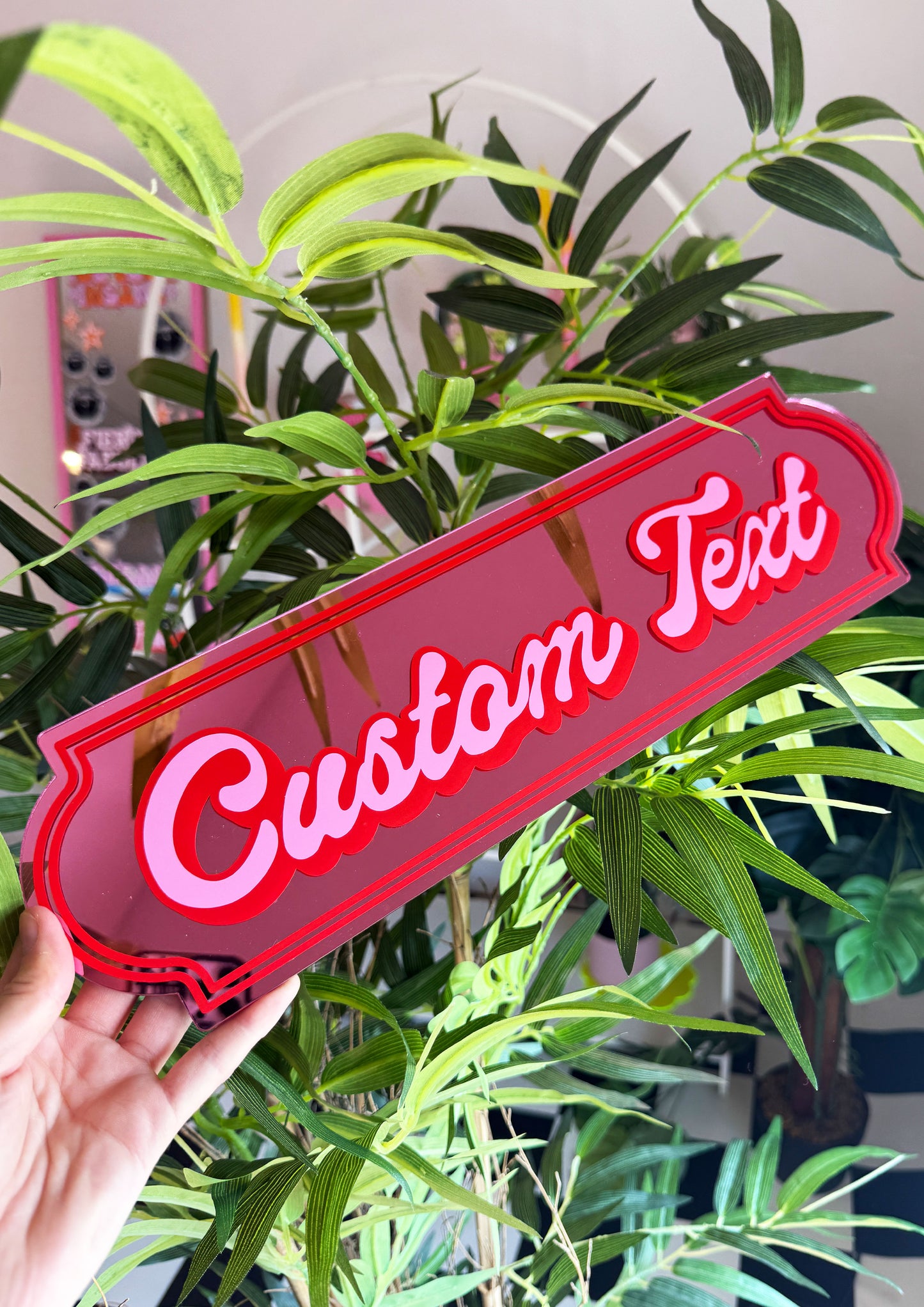 Retro Script Custom Text Mirror Sign
