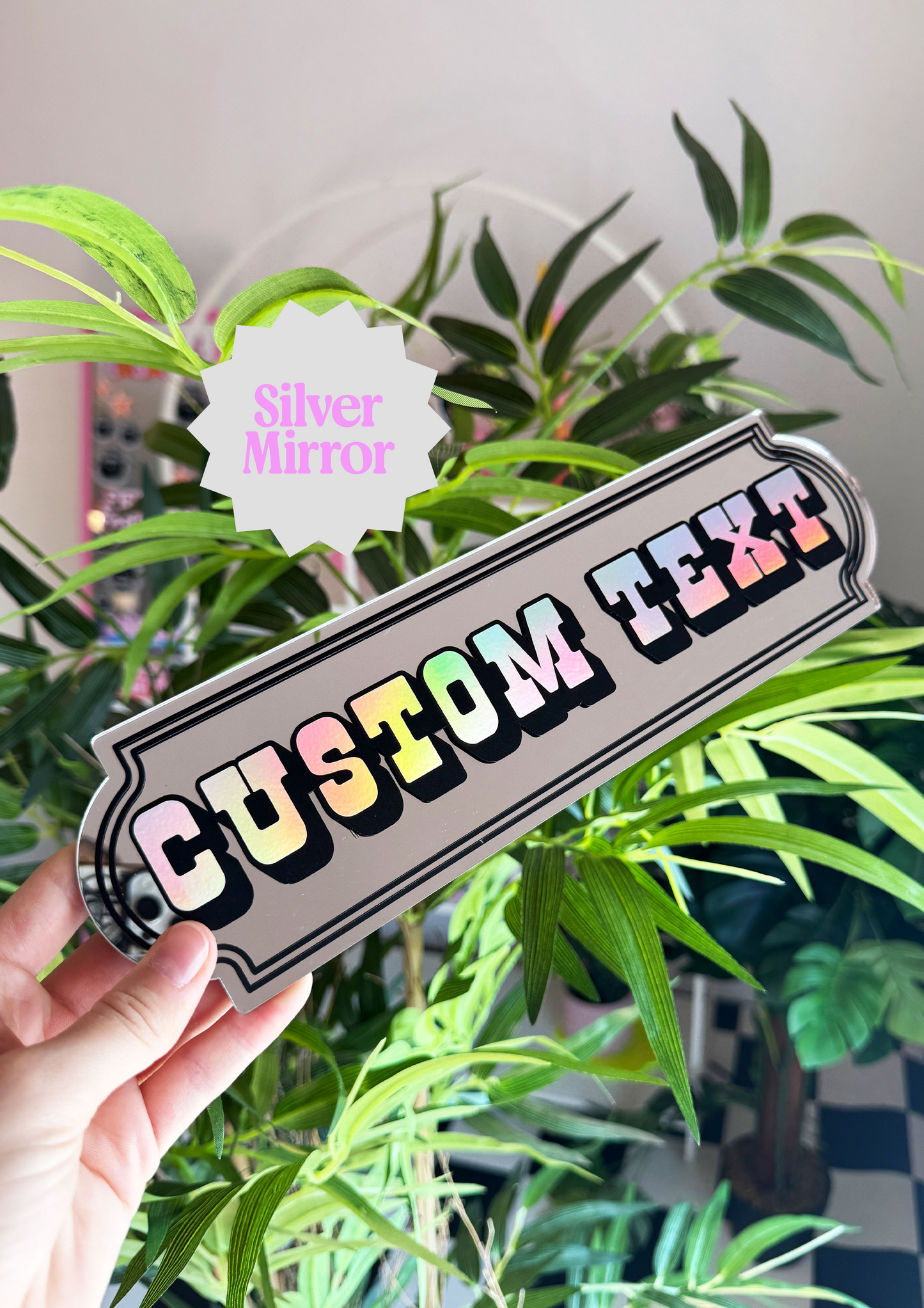 Midnight Holographic Custom Text Mirror Sign