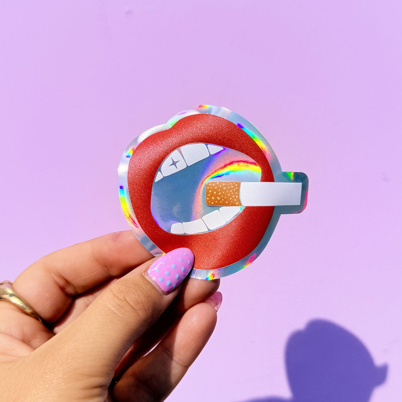 Smokin' Lips Holographic Sticker