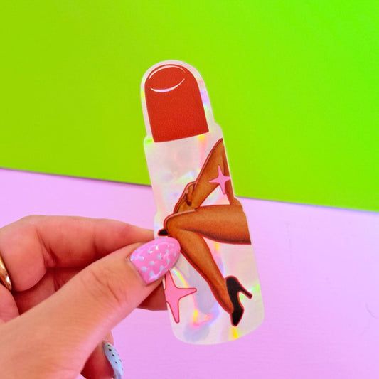 Vintage Lipstick Holographic Sticker