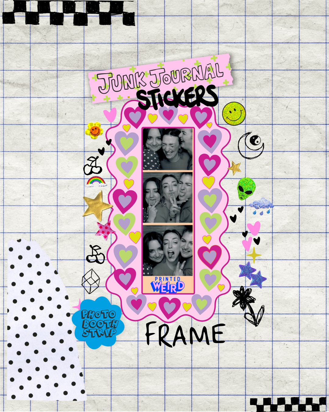 Photobooth Strip Sticker Frame - Kitsch Hearts