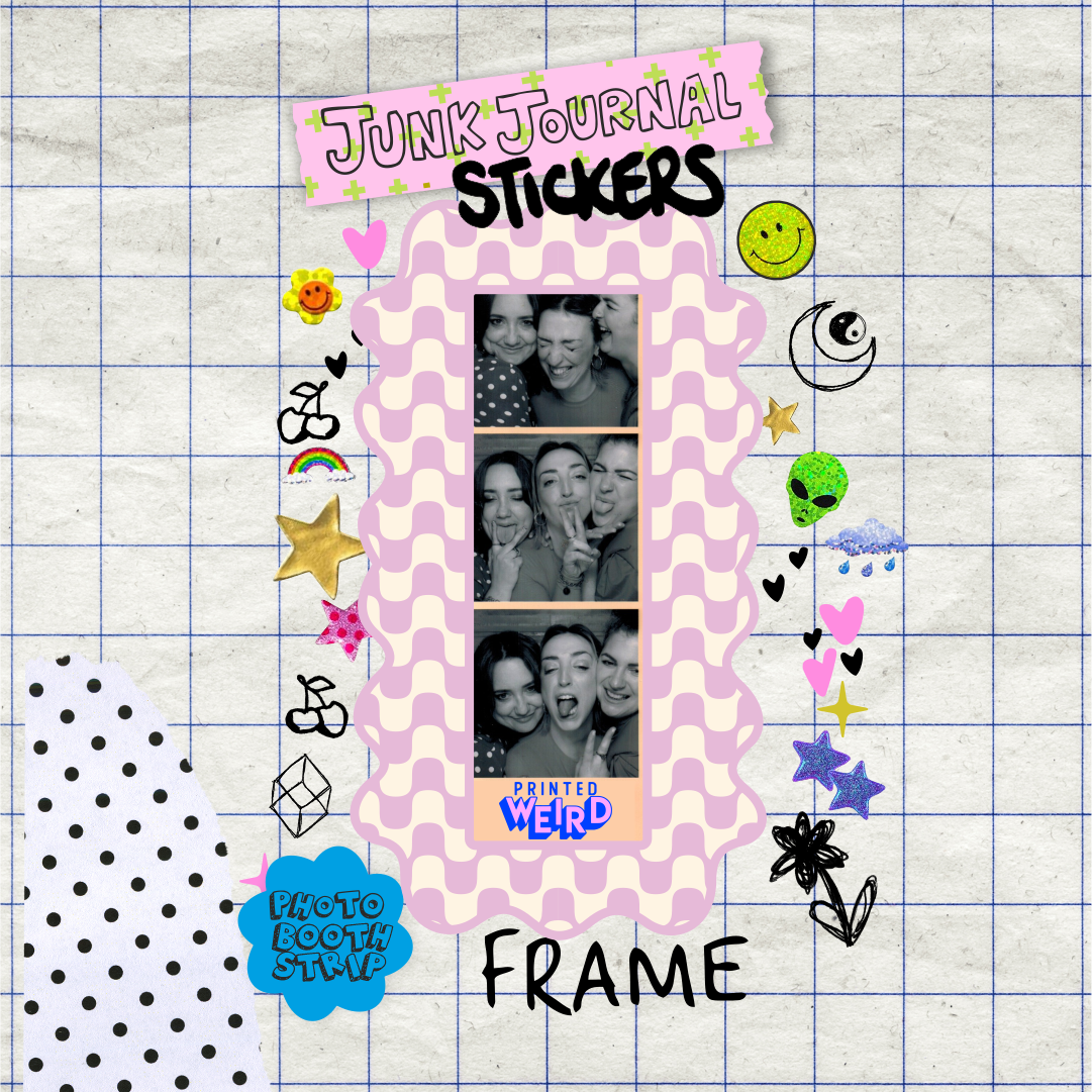 Photobooth Strip Sticker Frame - Pink & Cream Wavy