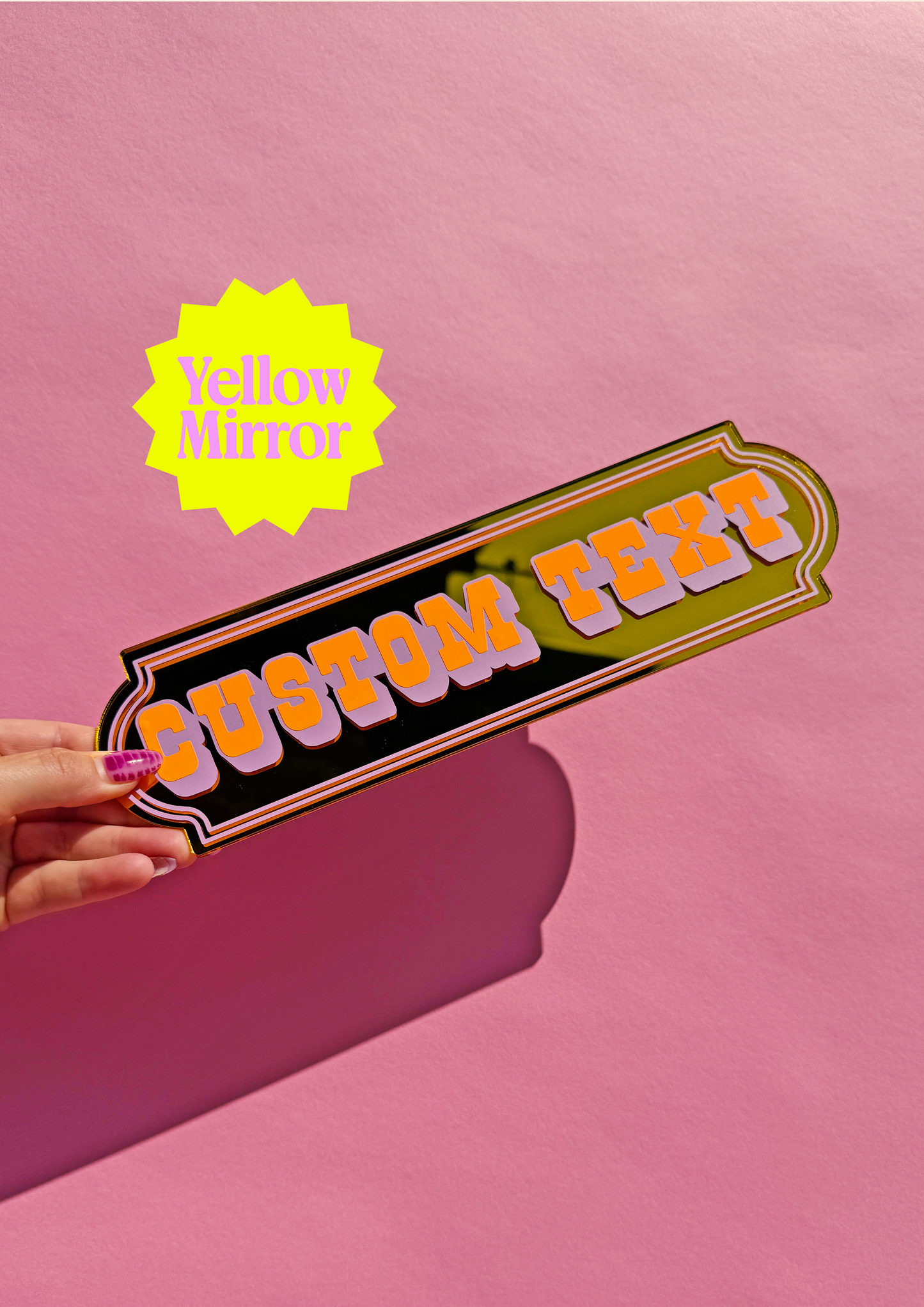 Neon Peach Custom Text Mirror Sign