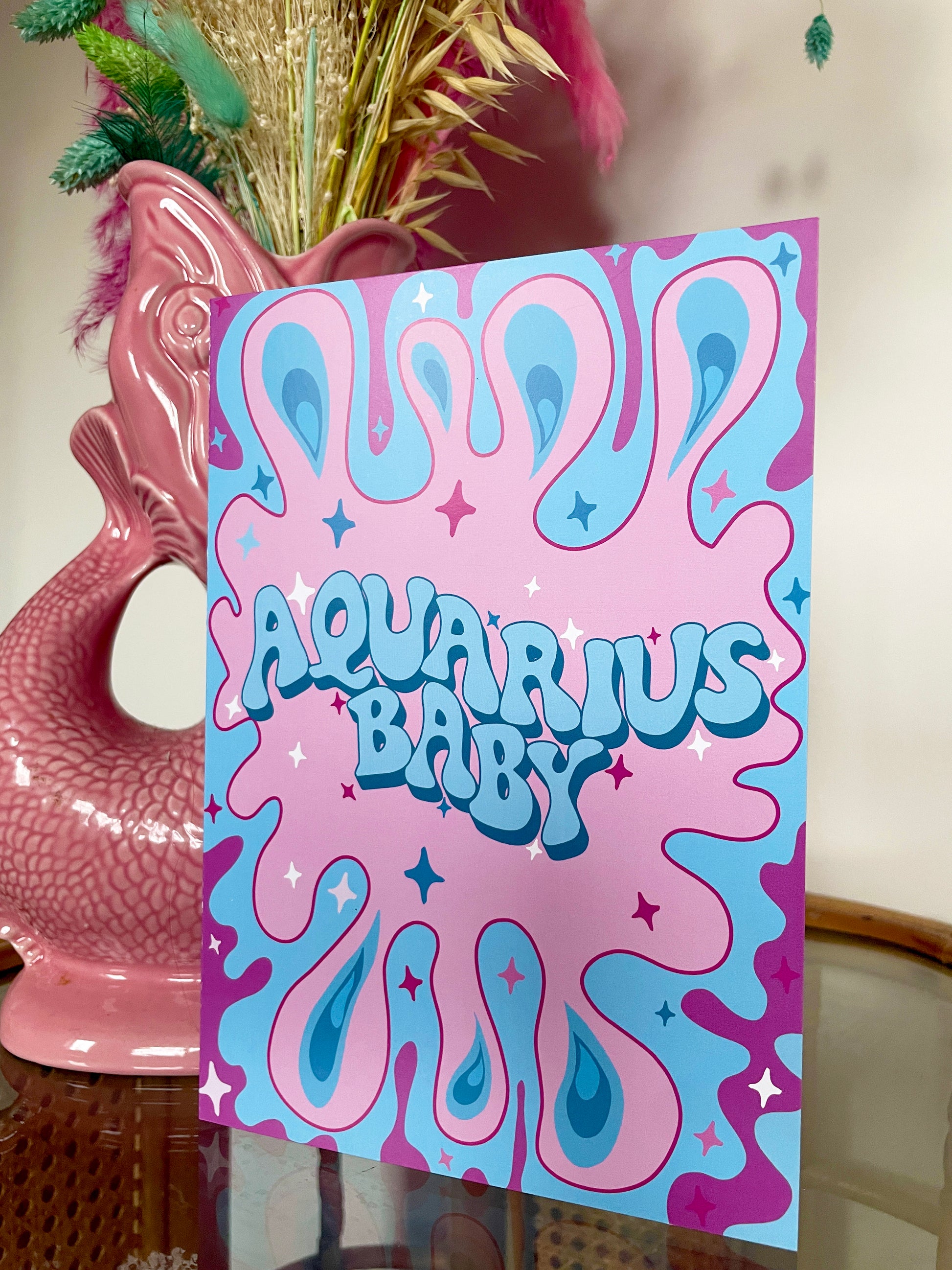Aquarius Baby Star Sign Greeting Card - PrintedWeird