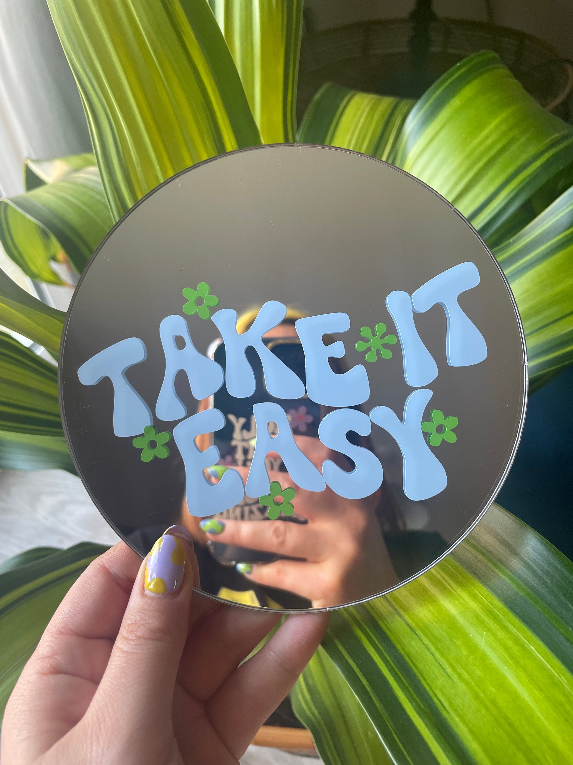 Take It Easy Disc Mirror - PrintedWeird